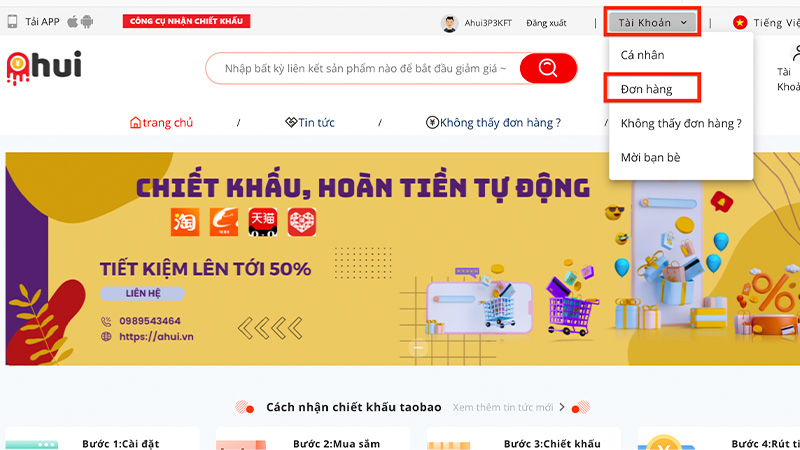 quản lý tài khoản chiết khấu taobao