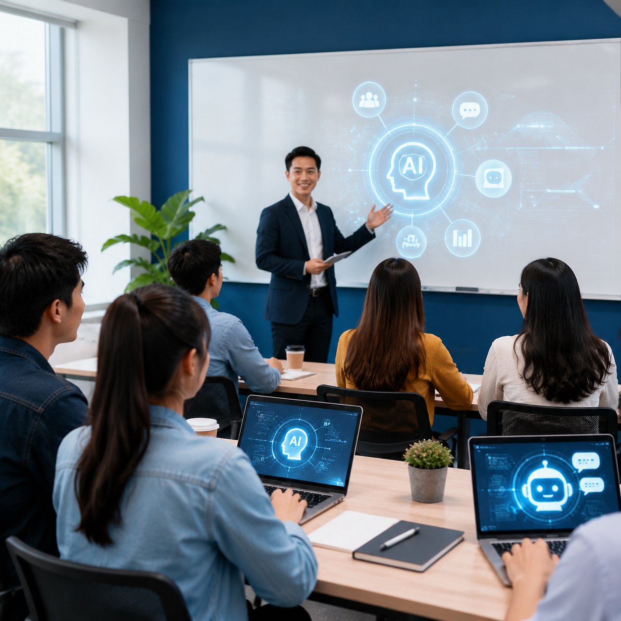 Tích hợp AI trong đào tạo chăm sóc khách hàng: Kỹ năng mới cho học viên ngành dịch vụ Tích hợp AI trong đào tạo chăm sóc khách hàng: Kỹ năng mới cho học viên ngành dịch vụ